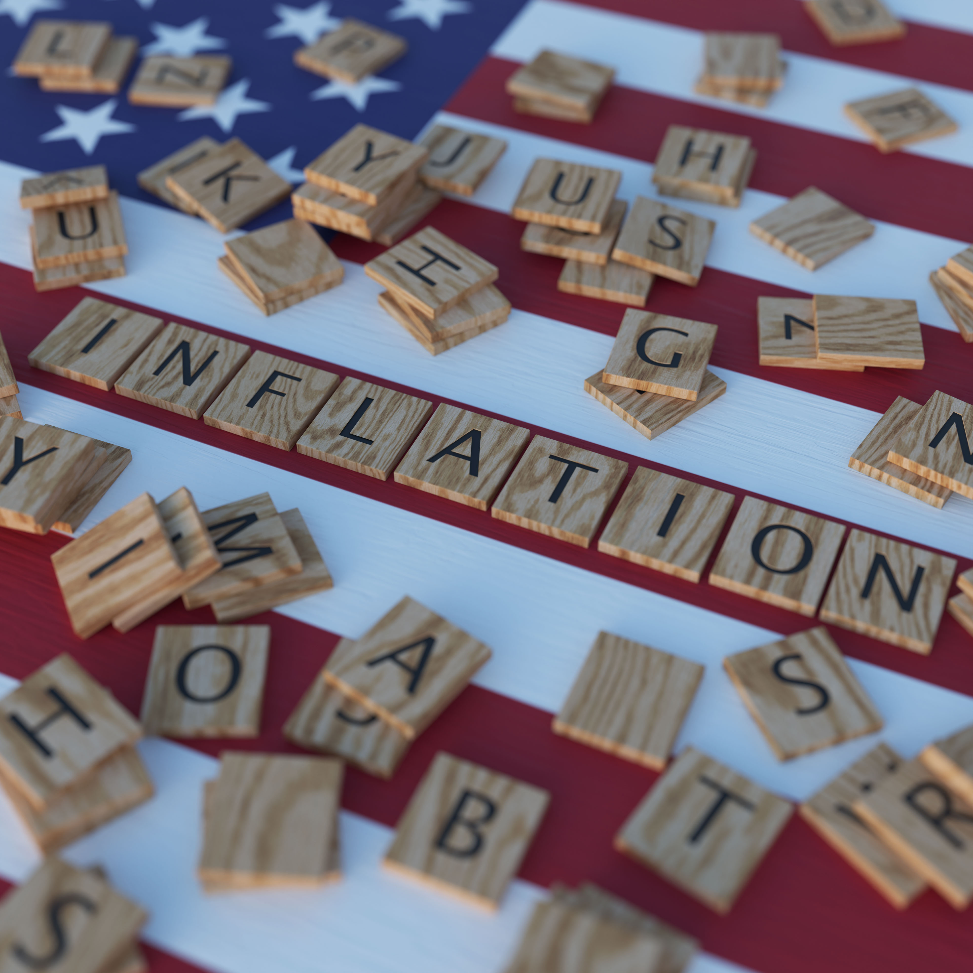 Inflation In USA,America With Scrabble Letters
