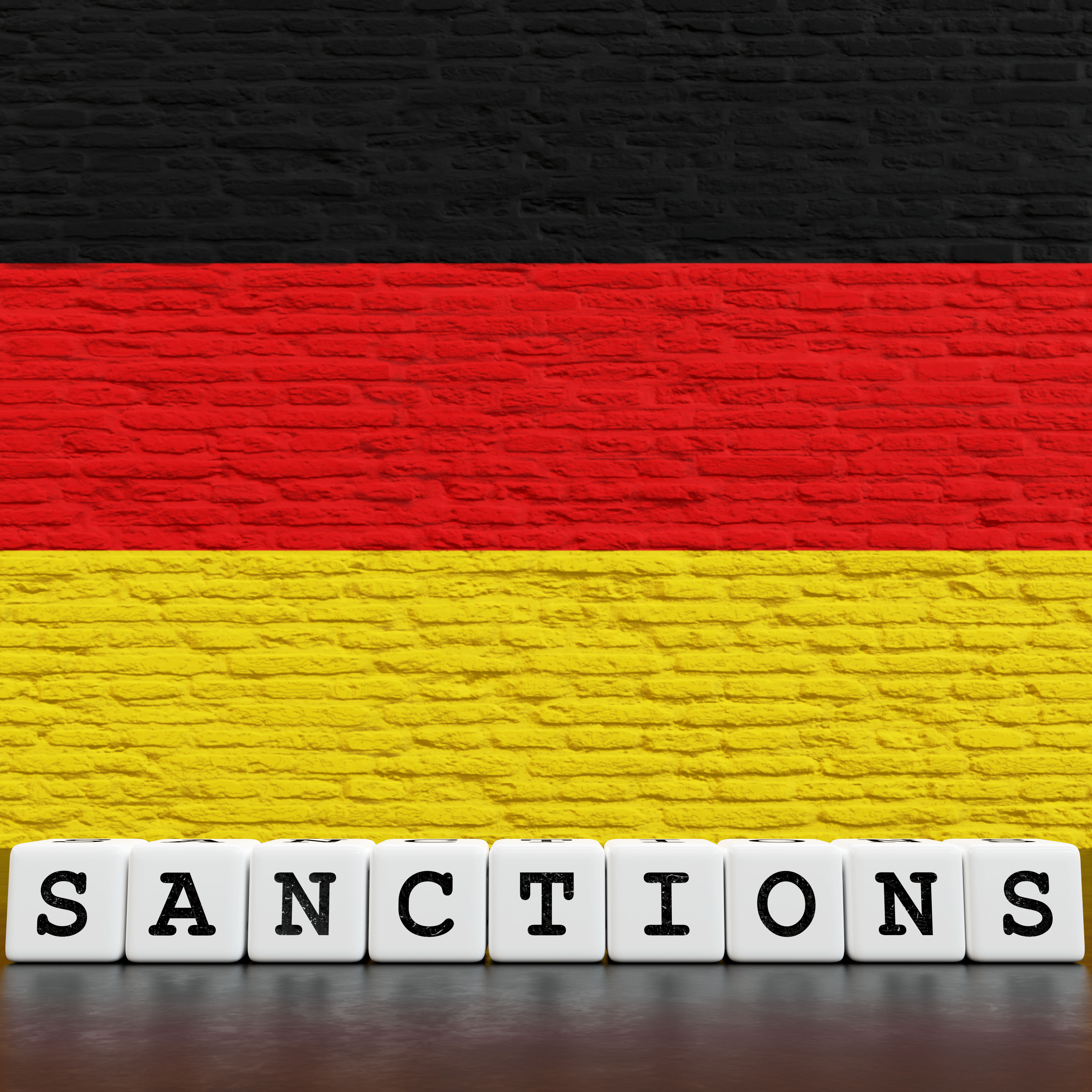 Germany Flag on Bricks Wall With Sanctions