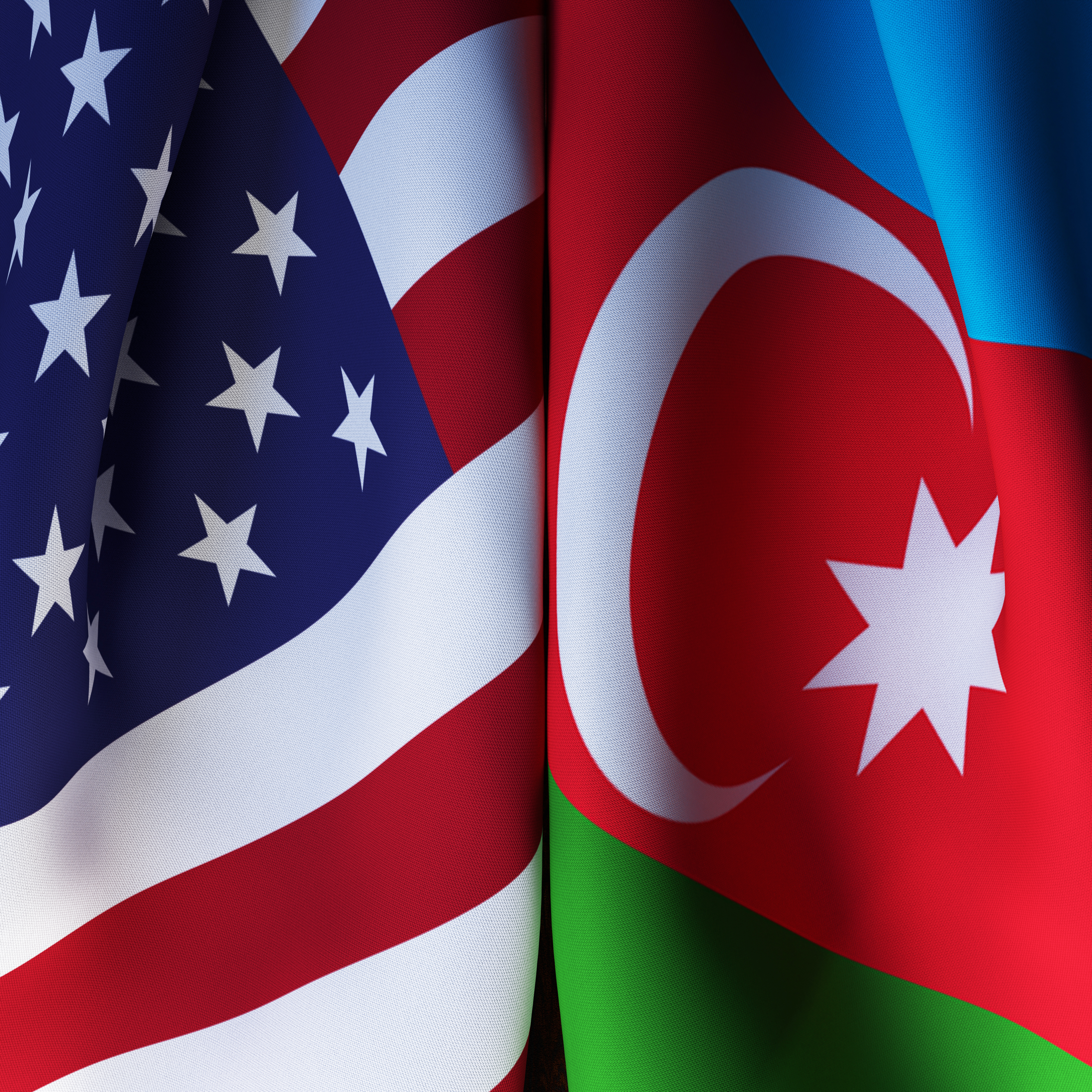 US And Azerbaijan Flag Waving Symbol Of Relation