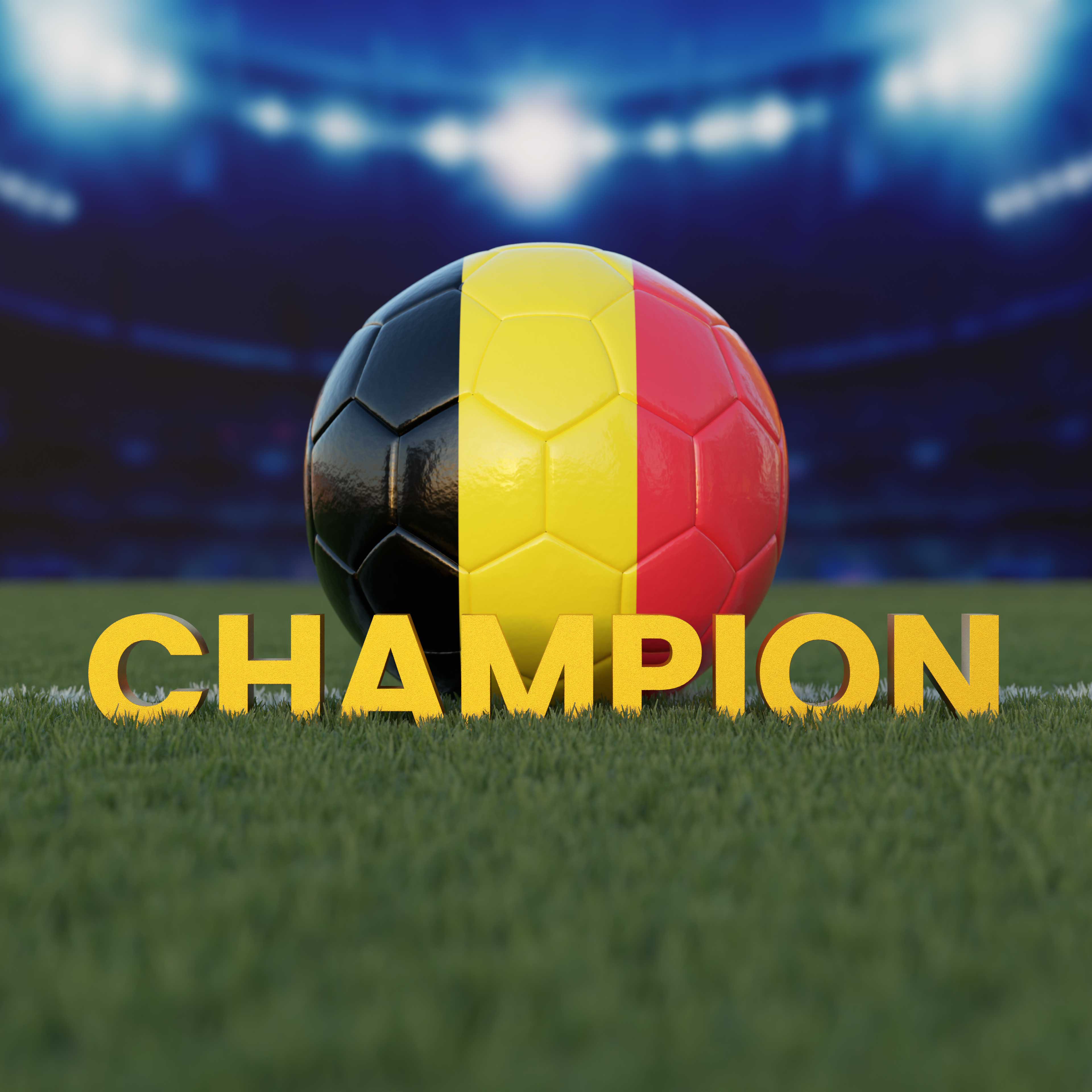 Flag of Belgium On Soccer Ball With CHAMPION Text