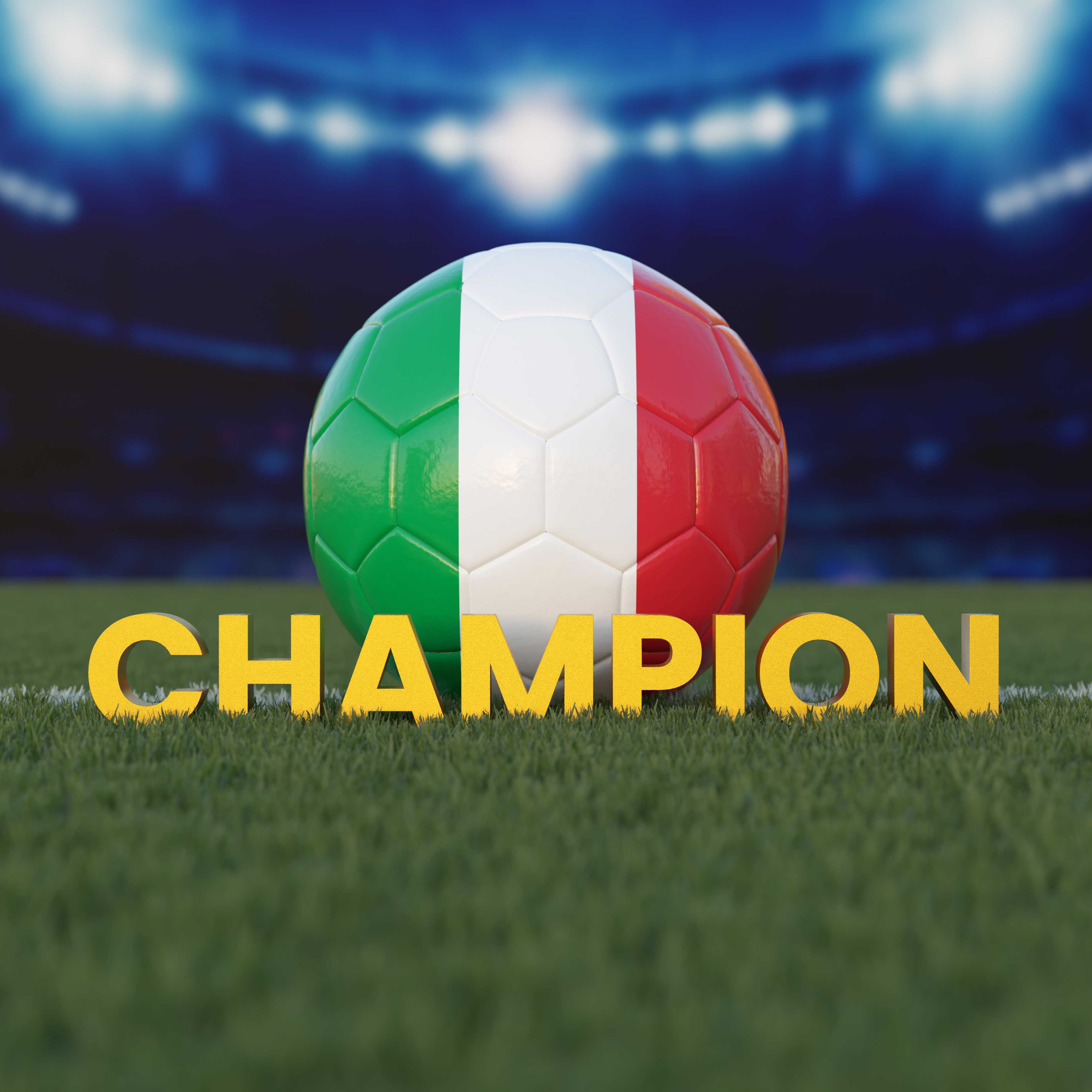 Flag of Italy On Soccer Ball With CHAMPION Text