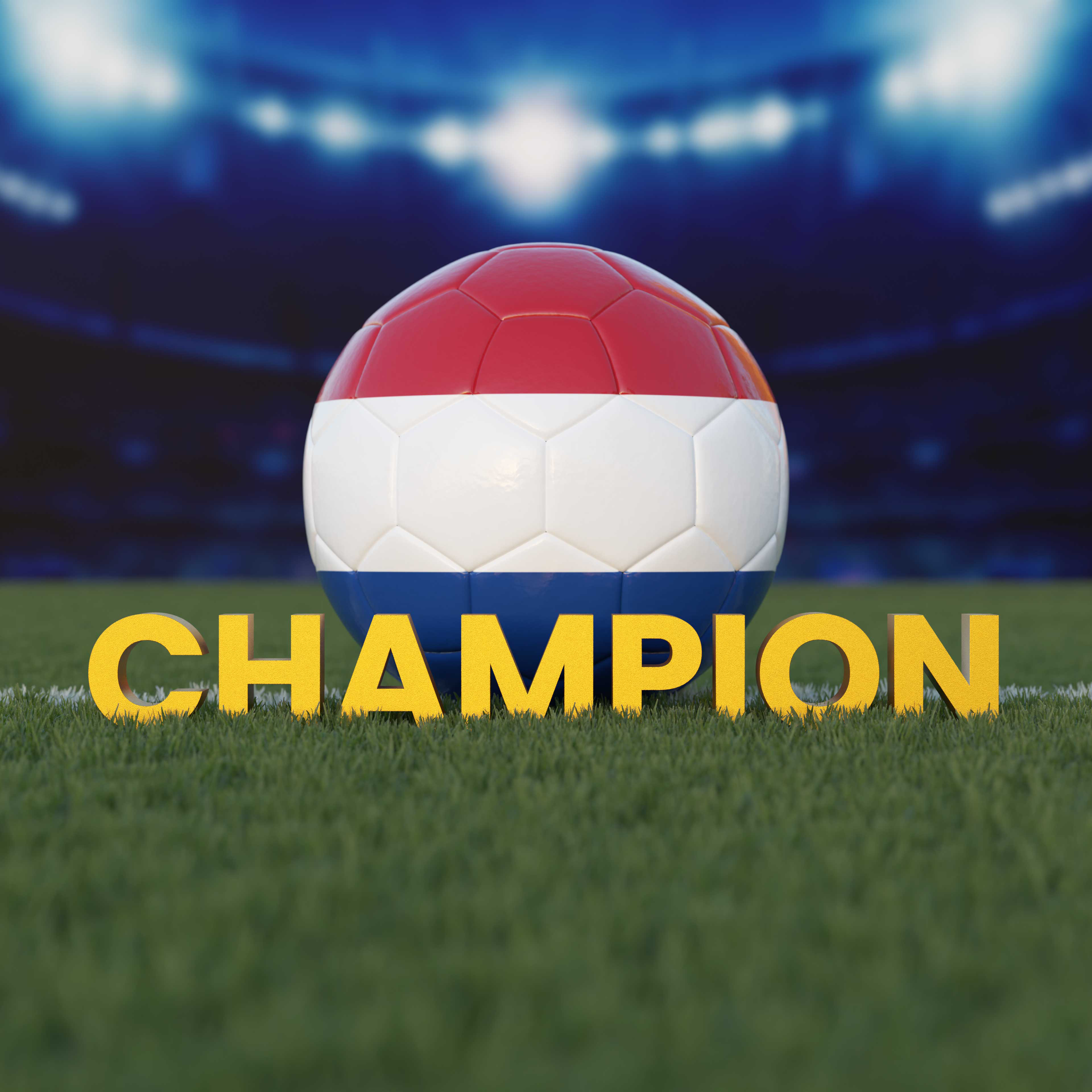 Flag of Netherlands On Soccer Ball With CHAMPION Text