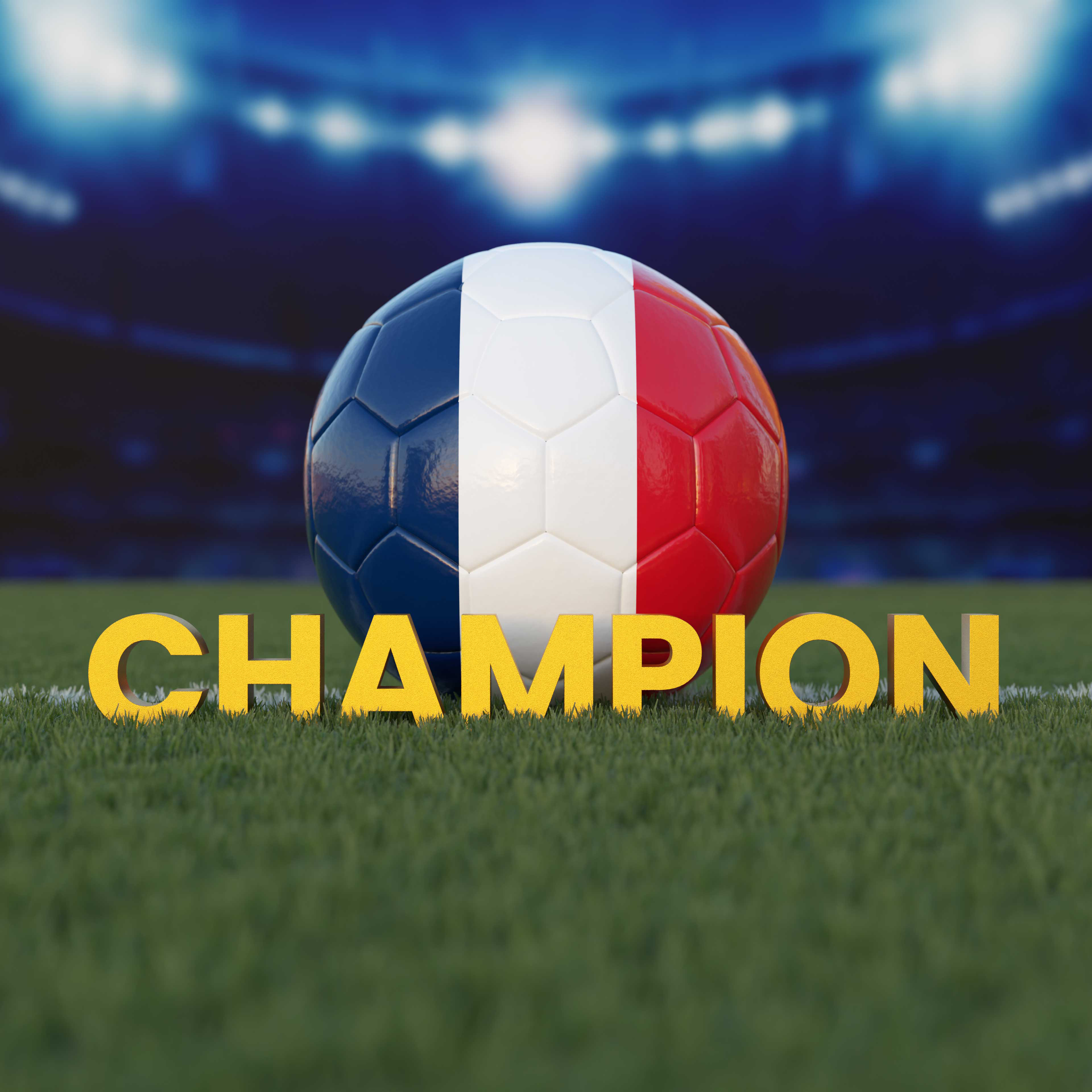Flag of France On Soccer Ball With CHAMPION Text