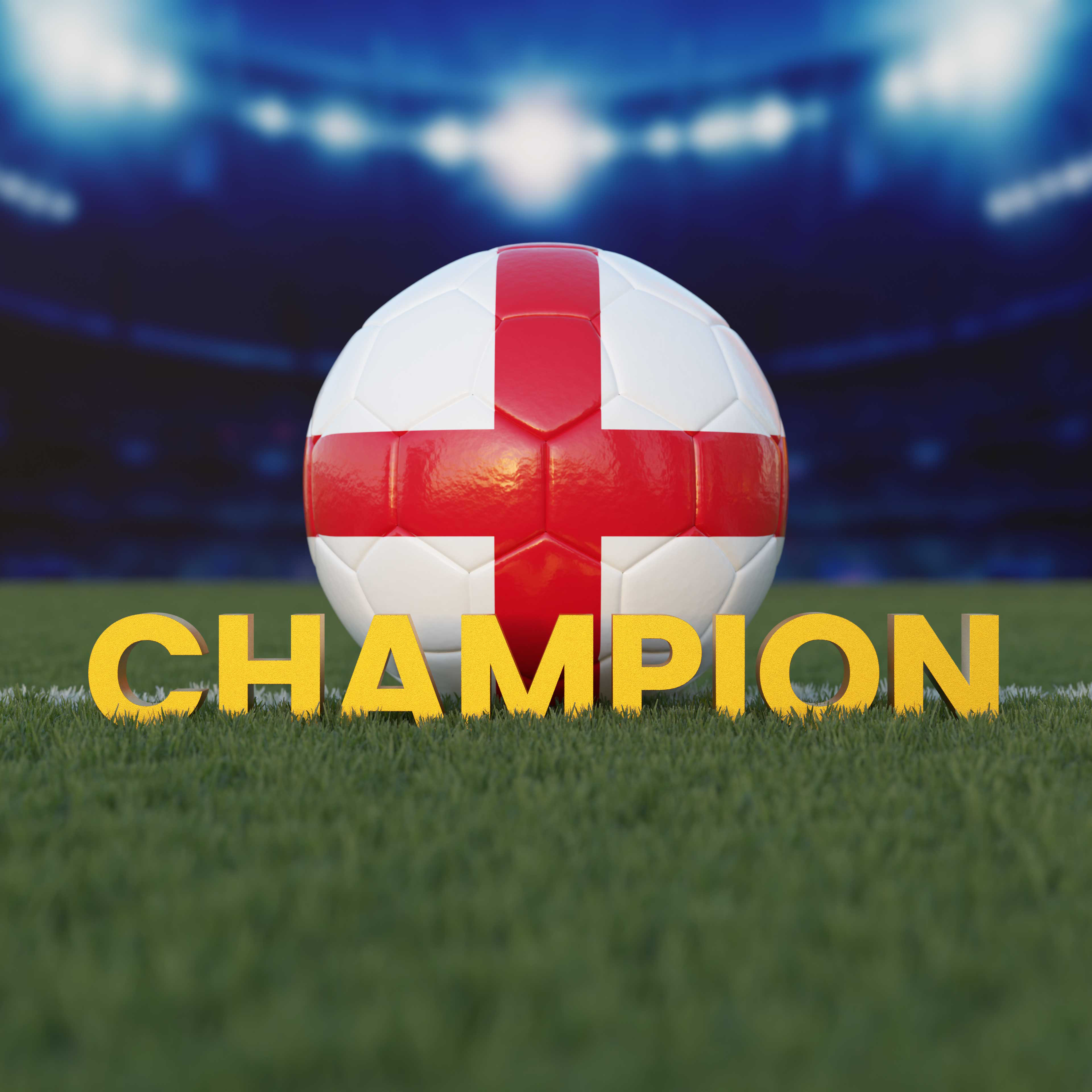 Flag of England On Soccer Ball With CHAMPION Text