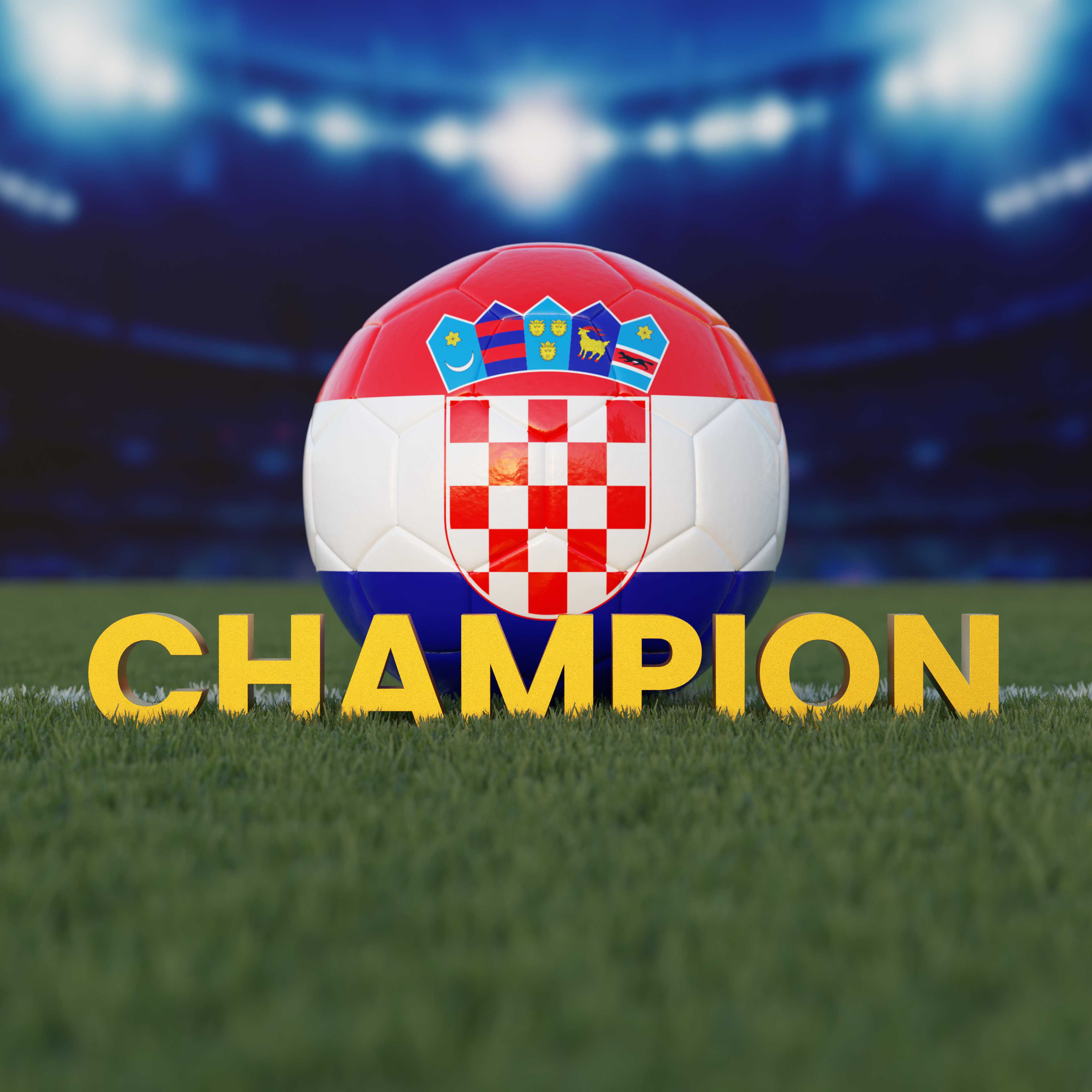 Flag of Croatia On Soccer Ball With CHAMPION Text