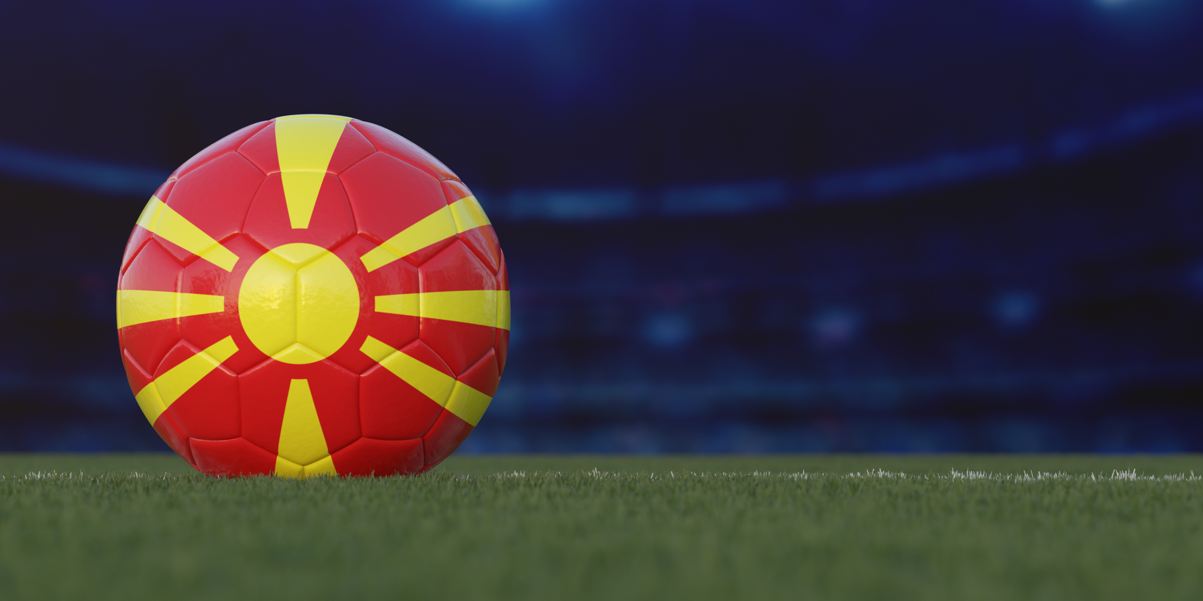 North Macedonia Flag Design on a Football