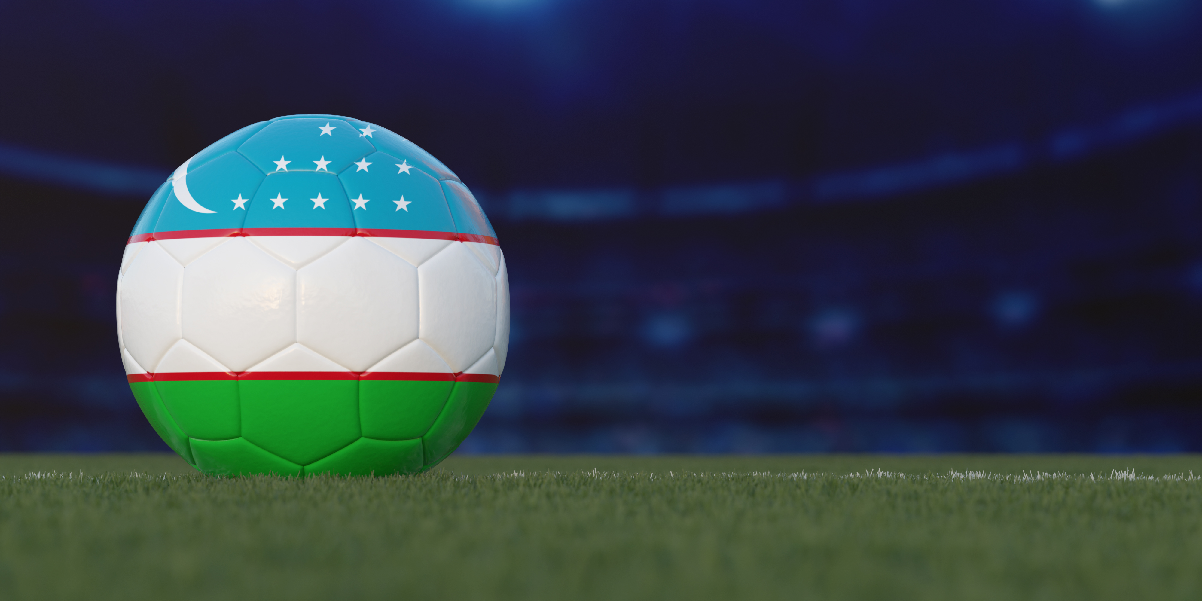 Uzbekistan Flag Design on a Football