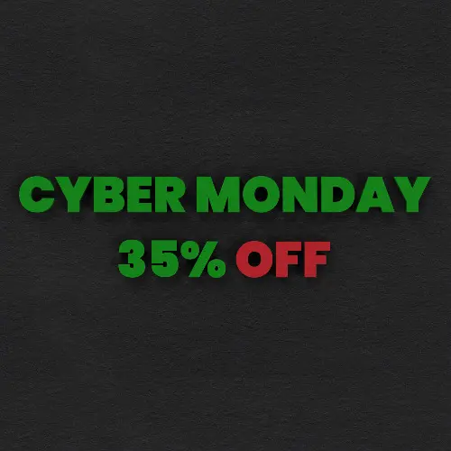 Cyber Monday 5 - 100% Discount Banner on Black Paper Background