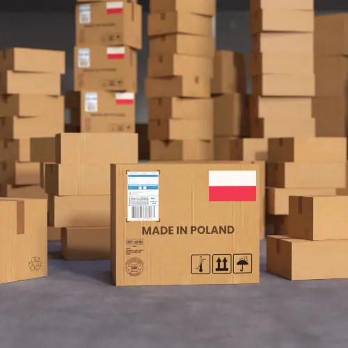 "Made in" Label on Cardboard Shipping Boxes